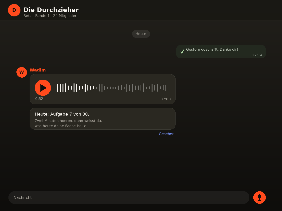 Telegram-Sprachnachricht mit der Tagesaufgabe
