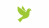 Grüne fliegende Taube auf weißem Hintergrund.