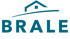 Blaues Brale Logo mit Haus-Symbol und geschwungener Linie.