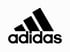 Schwarzes Adidas Logo mit drei schrägen Streifen und dem Markennamen in Kleinbuchstaben auf weißem Hintergrund.