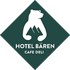 Hotel Bären Logo: Weißer Bär mit Bergen im Zentrum, Text "HOTEL BÄREN CAFE DELI" darunter.