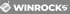 Weißes Winrocks Logo mit einem Eiswürfel-Symbol auf grauem Hintergrund.