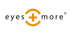 eyes+more Logo, schwarzer Text auf dunkelgrünem Hintergrund mit orangefarbenem Pluszeichen.
