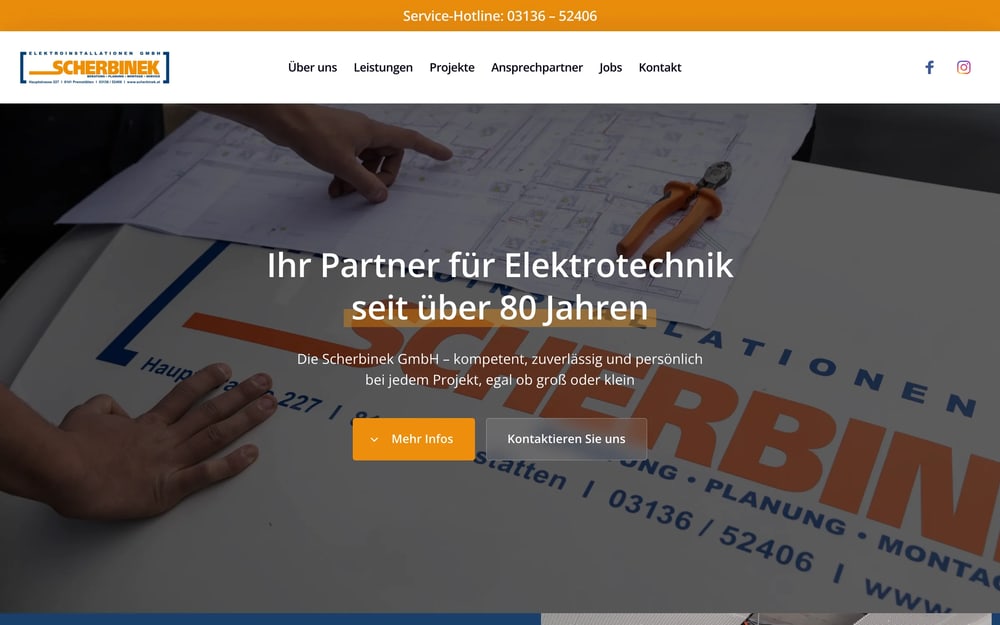 Startseite der Website der Scherbinek GmbH