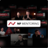 Logo "NF Mentoring" über einer Collage aus Videoscreenshots mit Männern, die sprechen.