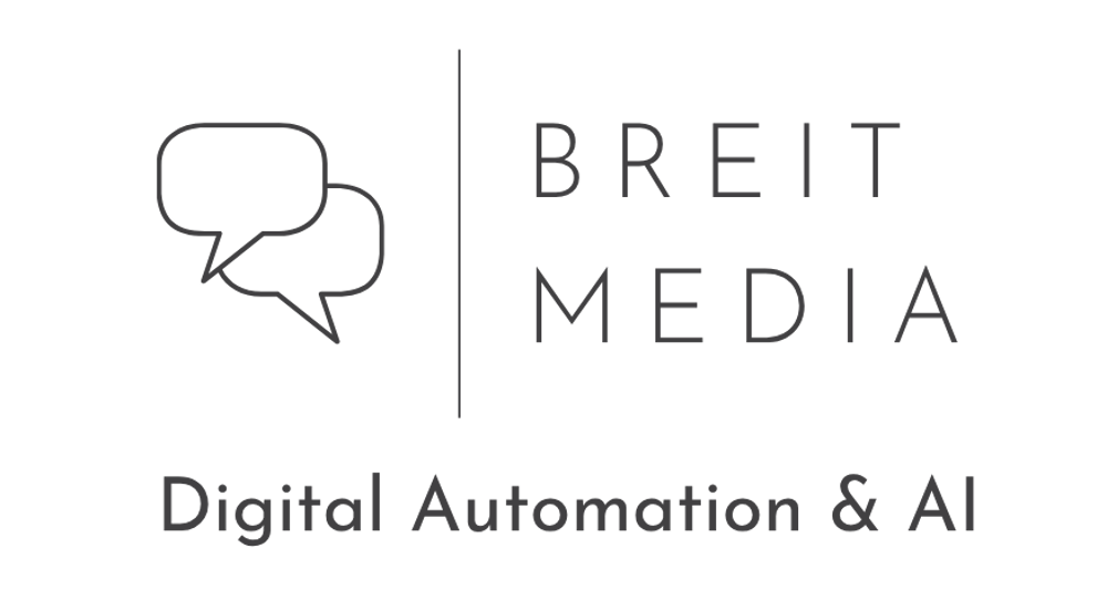 Logo von Breit Media mit zwei Sprechblasen und dem Text "Digital Automation & AI".