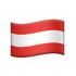 Wellenförmige Flagge Österreichs mit roten Ober- und Unterstreifen und einem weißen Mittelstreifen.