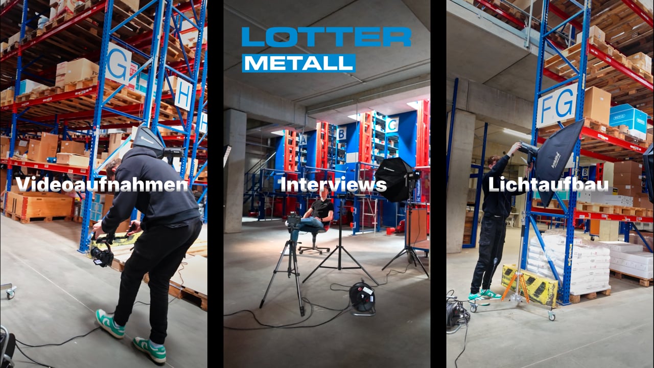 Dreh des Azubi-Videos bei Lotter Metall: Videoaufnahmen, Interviews, Lichtaufbau