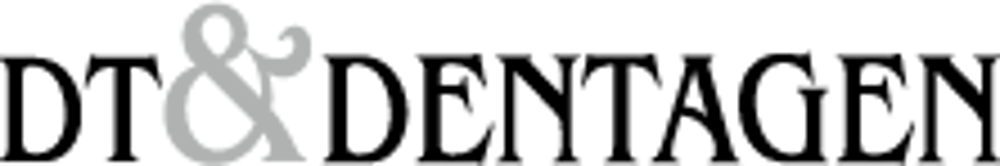 DT & DENTAGEN Logo in schwarzen und grauen Buchstaben auf dunkelgrünem Hintergrund.