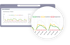 Doxie Dashboard mit Liniendiagrammen zur Performance-Analyse von E-Mails und SMS mit vergrößerten Status-Details.