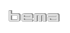 Grauer 3D-Schriftzug "bema" auf dunkelgrünem Hintergrund.
