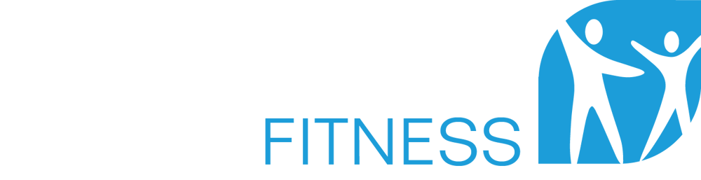 Ergo Fitness Logo mit zwei stilisierten Figuren auf blauem Hintergrund.