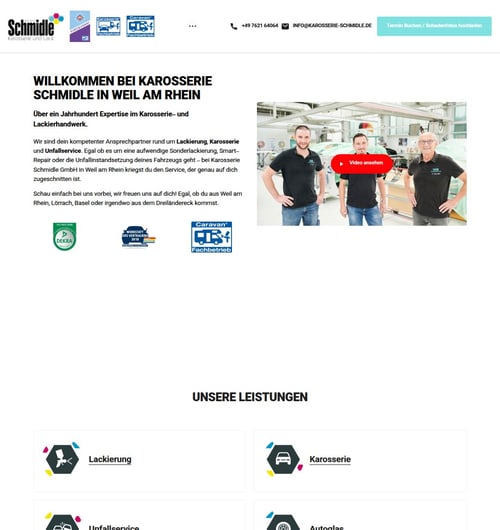 Webseite von Karosserie Schmidle
