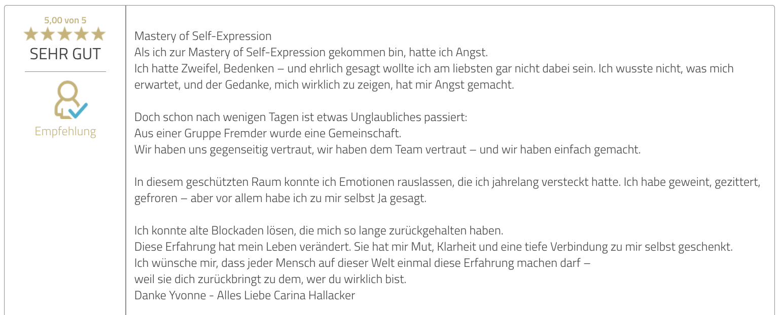 Bewertung Carina Hallacker
