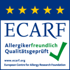 ECARF: Allergikerfreundlich Qualitätsgeprüft mit 5 Sternen und grünem Haken.