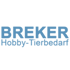 Blaues Logo auf dunkelgrünem Grund mit "BREKER" und "Hobby-Tierbedarf" darunter.