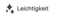 Drei dunkelgraue, rautenförmige Symbole und das Wort „Leichtigkeit“ in dunkelgrauer Schrift.