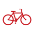 Rotes Fahrradsymbol auf dunkelgrünem Hintergrund.