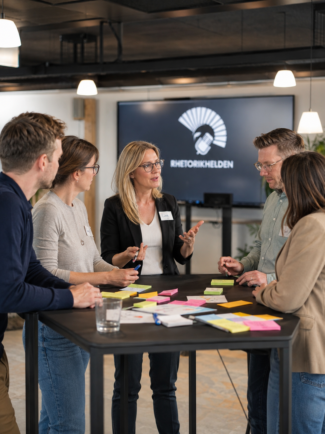 Rhetoriktraining in der Praxis: Teilnehmende arbeiten an einer echten Auftrittssituation