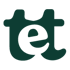 Schwarzer Text "tet" auf dunkelgrünem Hintergrund.