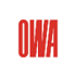 Roter Text "OWA" auf weißem Hintergrund.