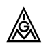 Schwarzes Dreieck-Logo mit den Buchstaben I, G und M.