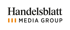 Handelsblatt Media Group Logo auf dunkelgrünem Hintergrund.