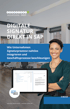 Titelbild: "DIGITALE SIGNATUR DIREKT IN SAP", lächelnde Frau, die ein Tablet mit Software-Oberfläche hält.