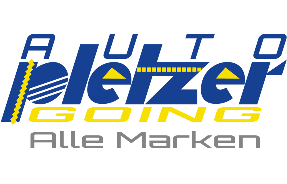 Logo von Auto Pletzer Going mit dem Slogan Alle Marken in den Farben Blau, Gelb und Grau.