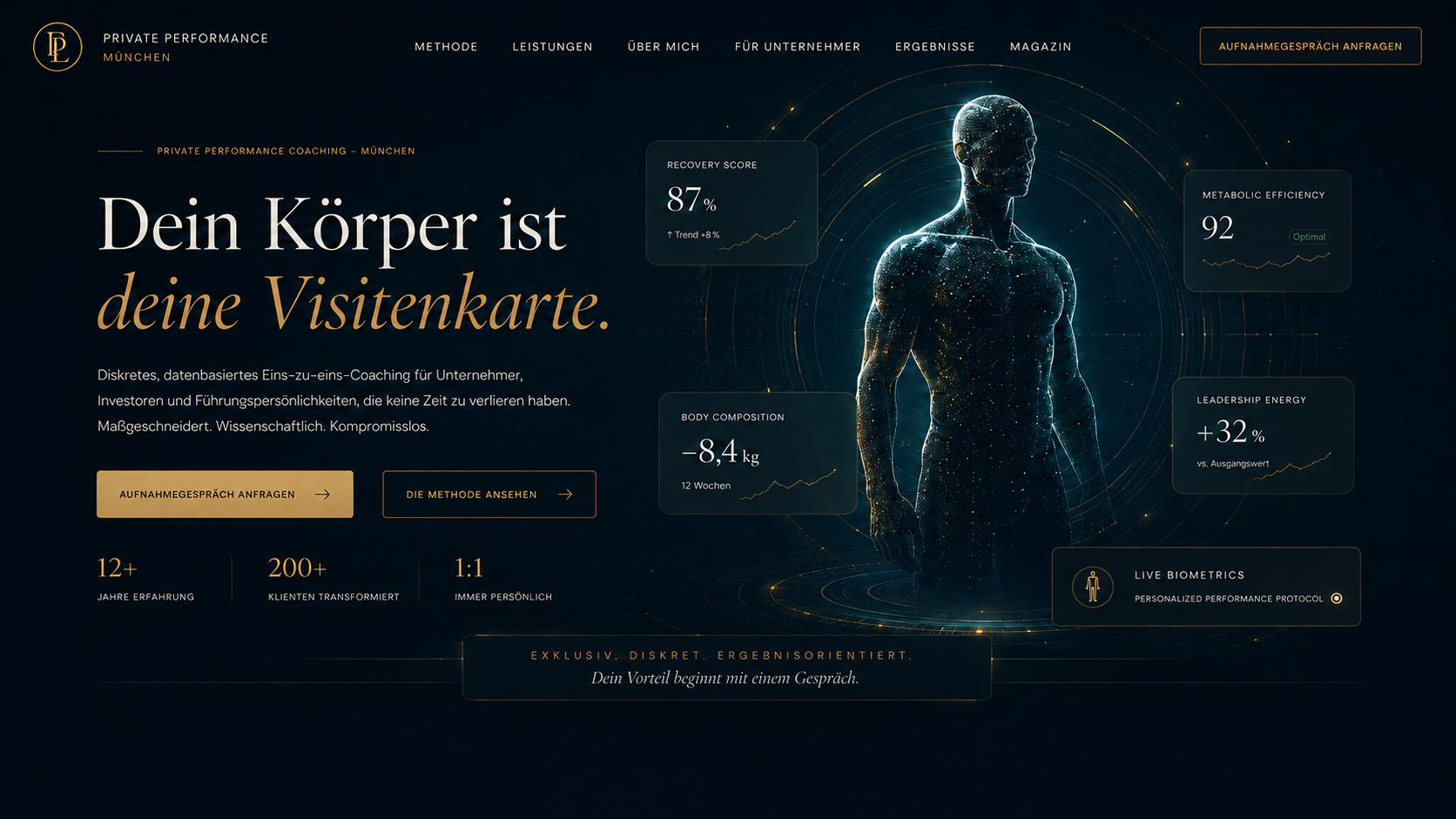 Website für einen Fitnesscoach
