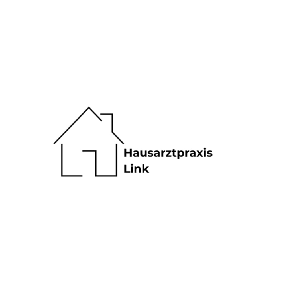 Haus-Symbol mit Text "Hausarztpraxis Link" daneben.
