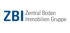 Logo der ZBI Zentral Boden Immobilien Gruppe auf grünem Hintergrund.
