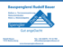Logo "Bauspenglerei Rudolf Bauer" mit Dachsymbol und den Texten "Dach" und "Diverses", Kontaktdaten.