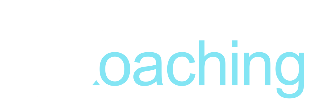 Weißer Kreis links; hellblauer Text "oaching" rechts daneben.