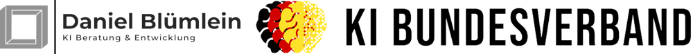Logo von Daniel Blümlein KI Bundesverband mit Deutschlandfarben-Flamme.
