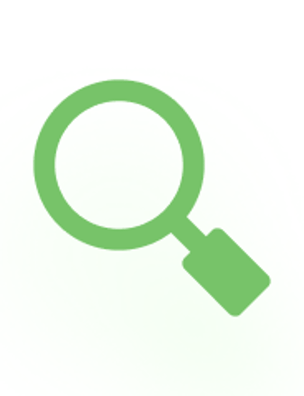 Grünes Lupensymbol auf weißem Hintergrund.