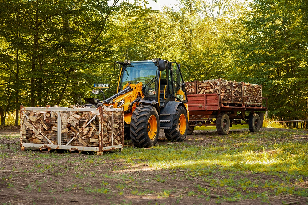 Brennholztransport im Wald