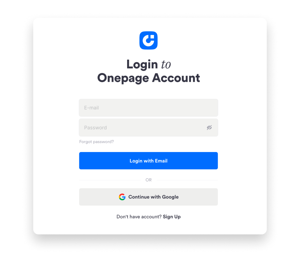 Log into Onepage