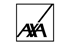 Schwarzes AXA Logo in einem schrägen Rechteck mit einem diagonalen Strich.