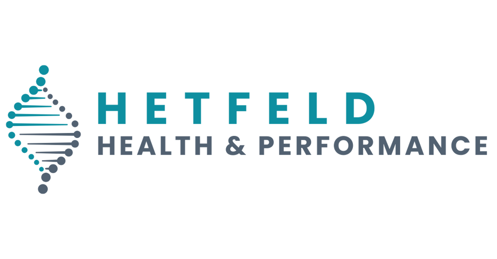 HETFELD HEALTH & PERFORMANCE Logo mit DNA-Doppelhelix