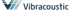 Vibracoustic Logo: Dunkelblaues „V“ mit drei hellblauen Streifen und dem Schriftzug Vibracoustic.