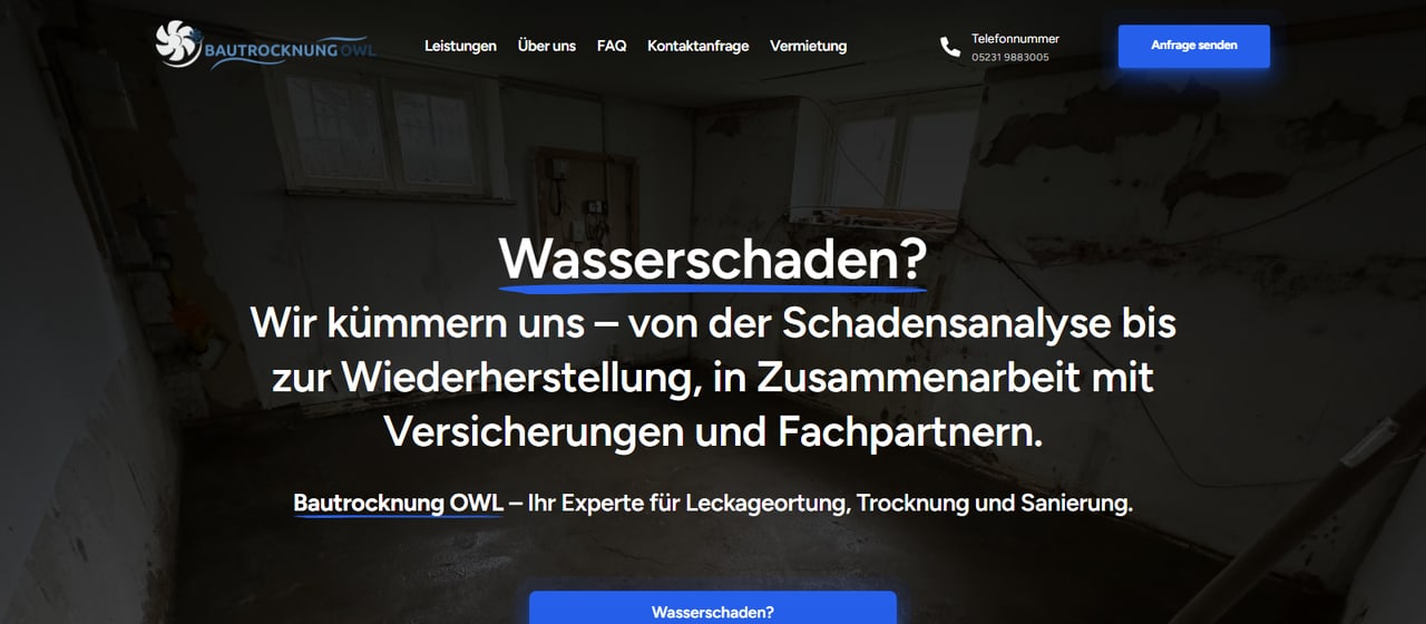 Website Bautrocknung OWL
