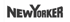 Der Schriftzug "NEW YORKER" in dunkelgrauen, geschwungenen Großbuchstaben auf weißem Hintergrund.
