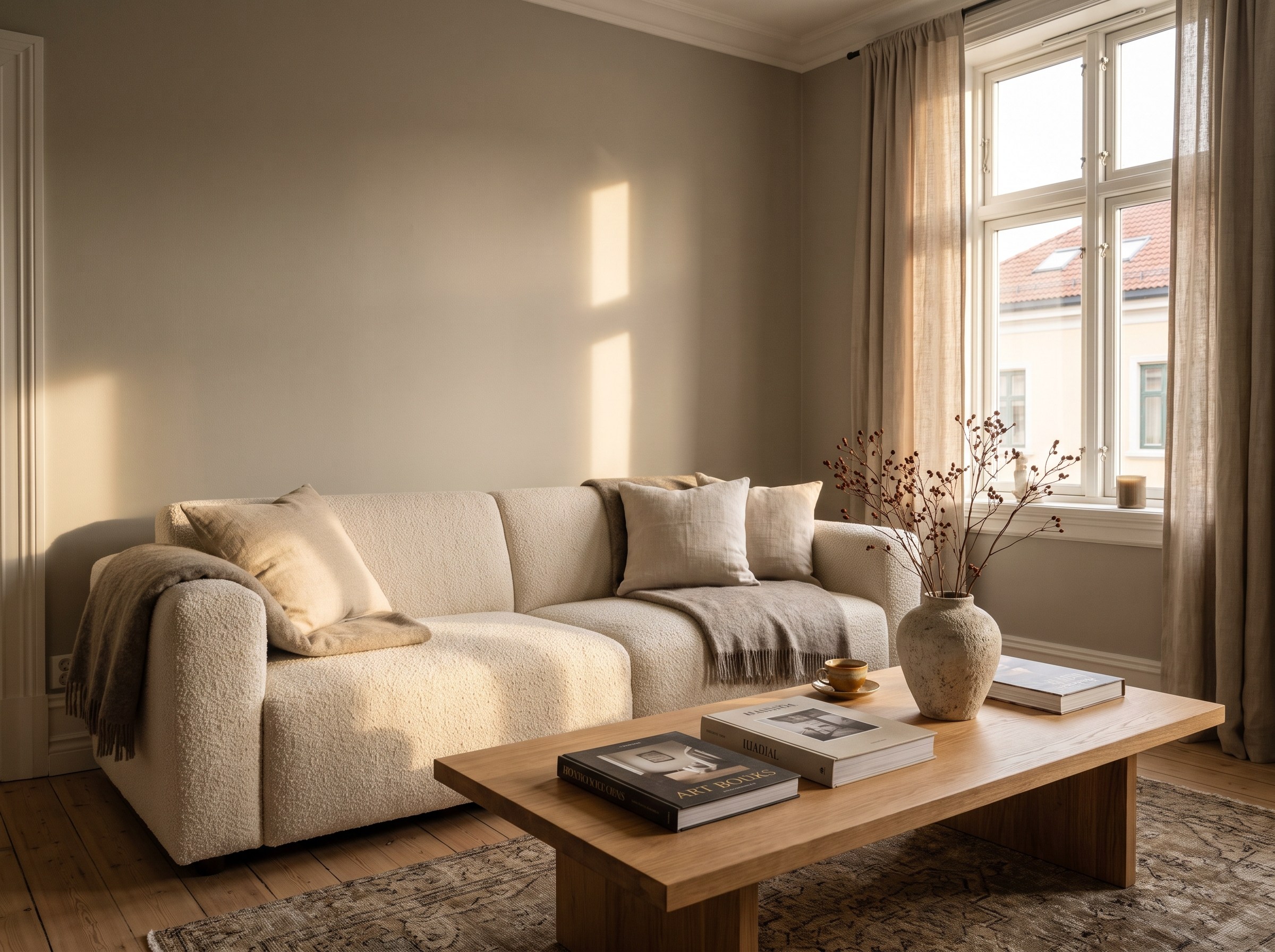 Elegant renoviertes Wohnzimmer mit hochwertiger Wandgestaltung in Siegburg