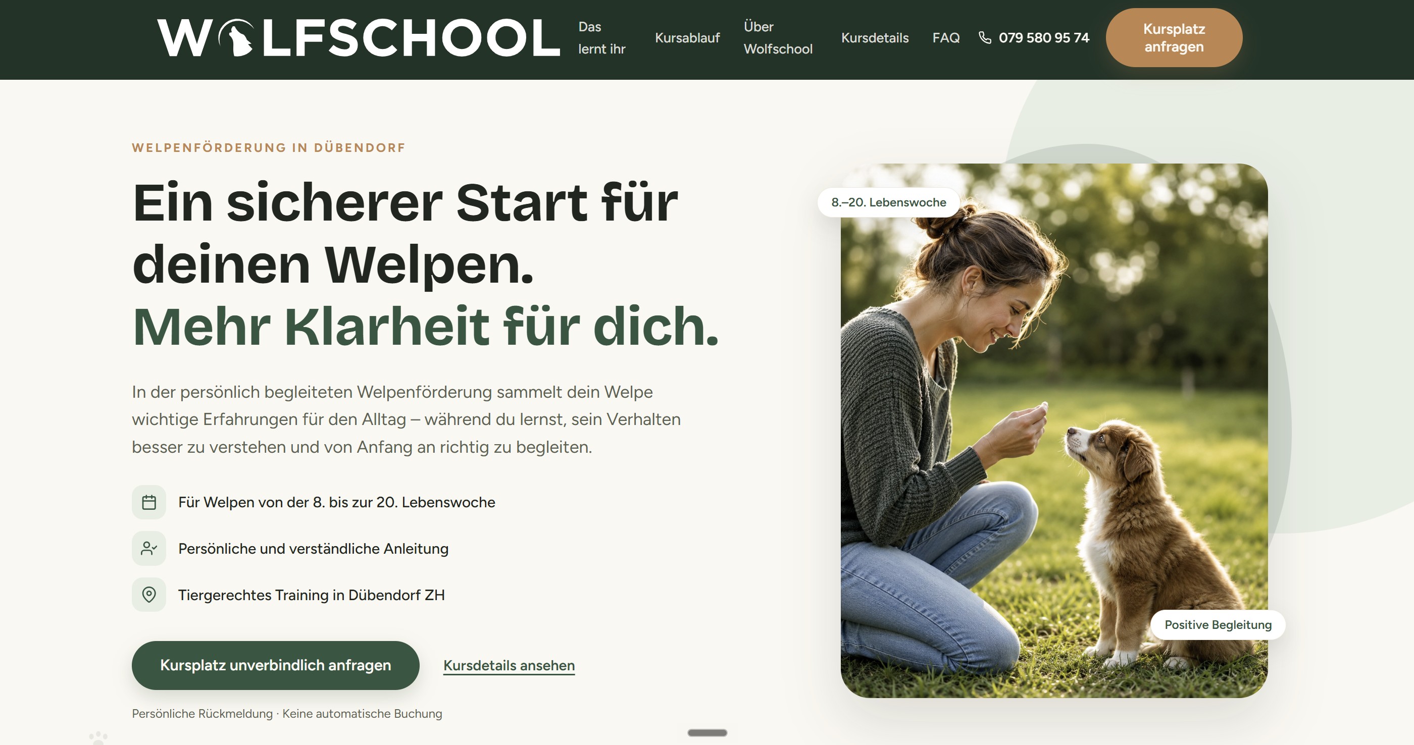 Webseite für Hundeschule