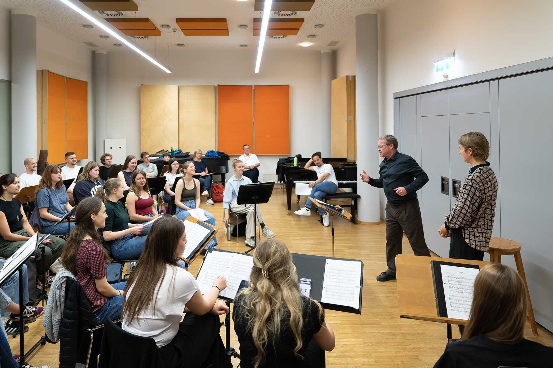 Jan Schumacher teaching the conducting masterclass at the Johann Joseph Fux Konservatorium, Voices of Spirit 2026, Graz