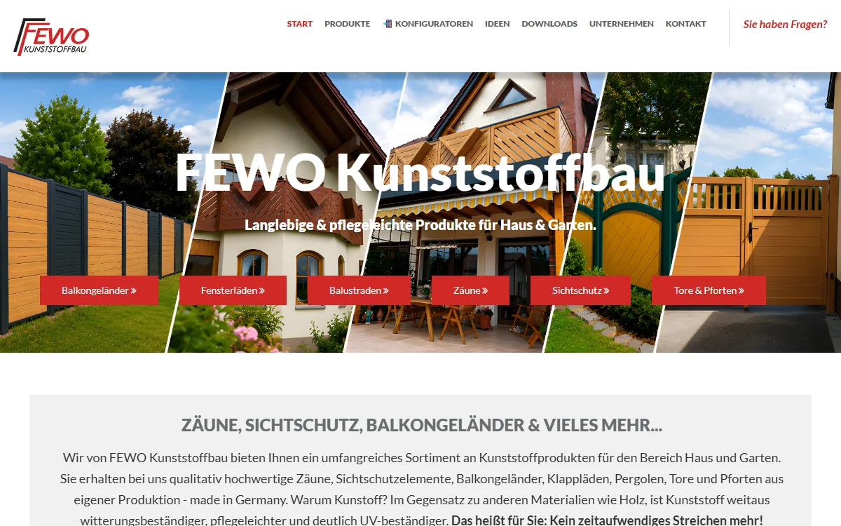 Startseite von FEWO Kunststoffbau, gebaut von nemacon