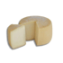 A round wheel of light yellow cheese with a wedge cut out, showing a textured rind.