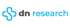 Blaues Logo mit einem medizinischen Kreuz und dem Text "dn research" in Grau und Blau.