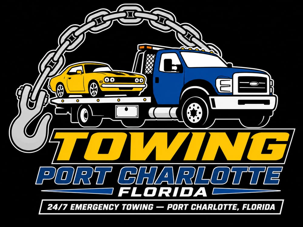 Port Charlotte Towing Logo (Black Background)